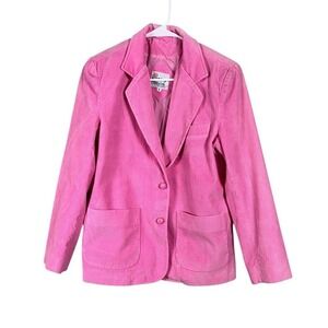 Womens Pink Wide Wale Corduroy Blazer Jacket Size 10 Coquette Academia Twee